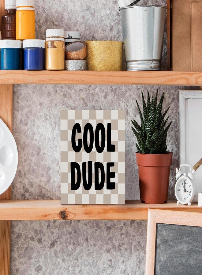 SRADMO Cool Dude Wood Box Sign Desk Decor,Boho Beige Preppy Wooden Block Box Sign Decoration for Teen Boys Bedroom College Dorm Gamer Room Wall Shelf Table Decor - Image 5